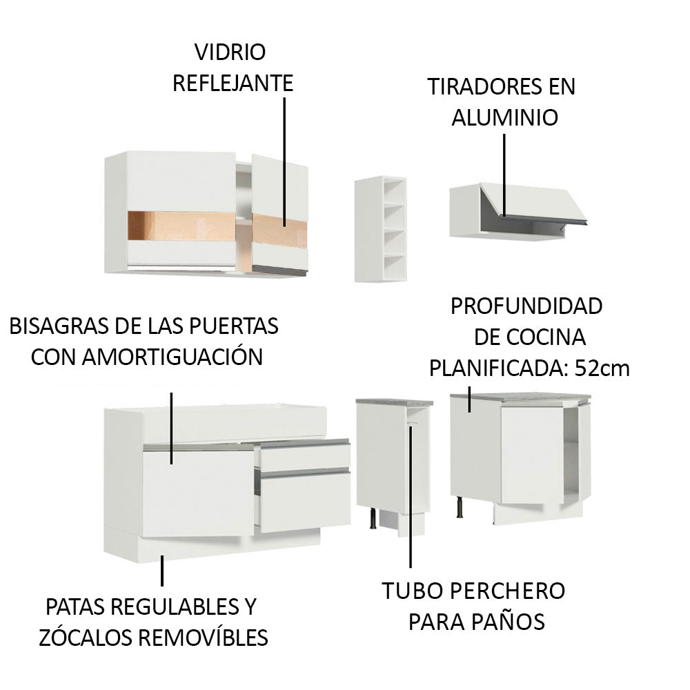 Cocina Integral Parma 2.20 Metros Blanco 02