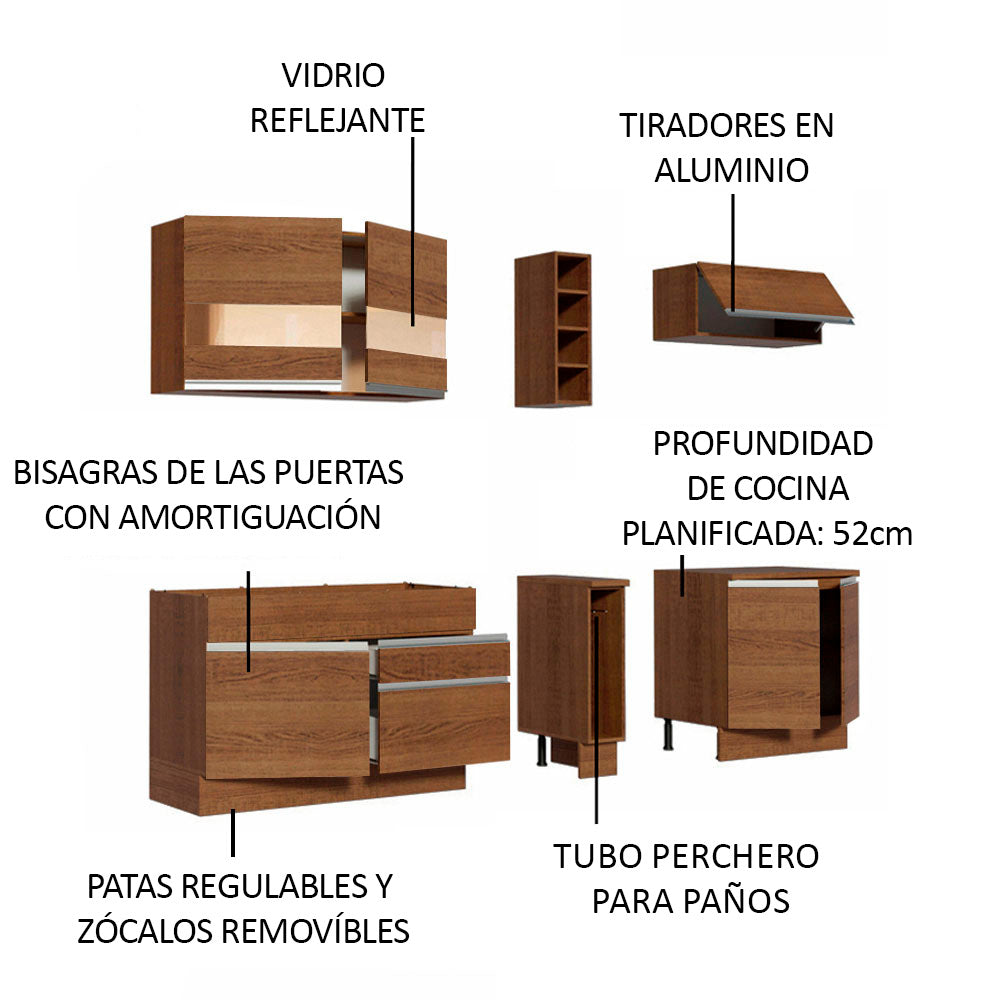 Cocina Integral Parma 2.20 Metros Marrón 02