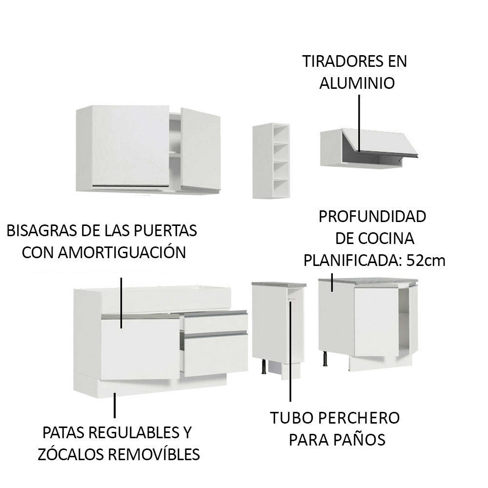Cocina Integral Parma 2.20 Metros Blanco 03