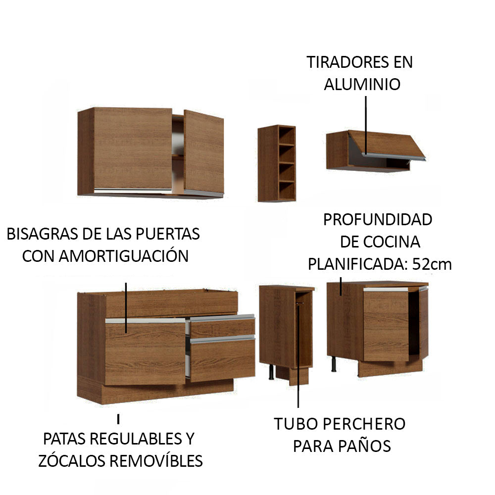Cocina Integral Parma 2.20 Metros Marrón 03