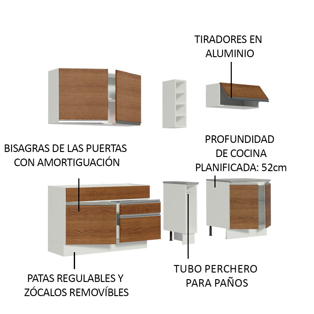 Cocina Integral Parma 2.20 Metros Blanco/Marrón 03