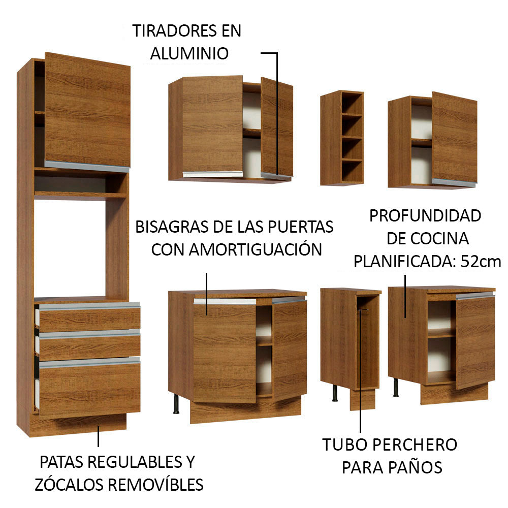 Cocina Integral Áquila 2.20 m con Encimeras de MDP Marrón