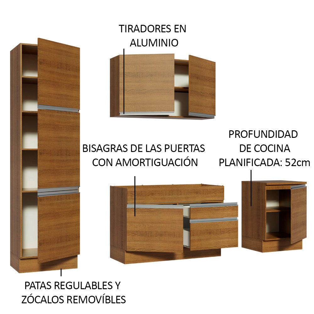 Cocina Integral Bari 2.40 Metros Marrón