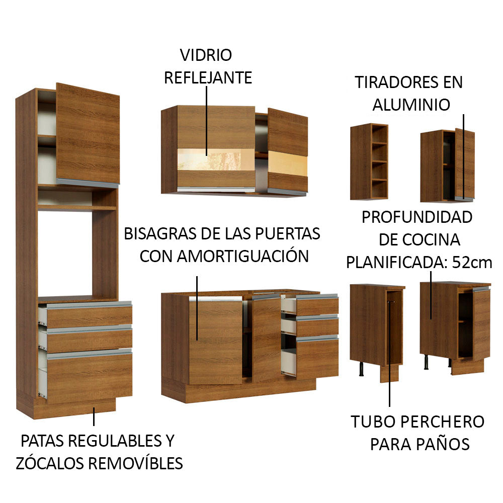 Cocina Integral Lazio 2.40 Metros Marrón