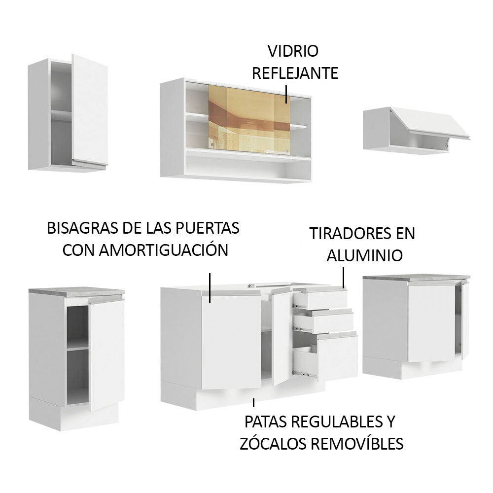 Cocina Integral Glamy 2.40 Metros Blanco 03