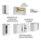 Cocina Integral Glamy 2.40 m con Mesón de Acero Blanco 03