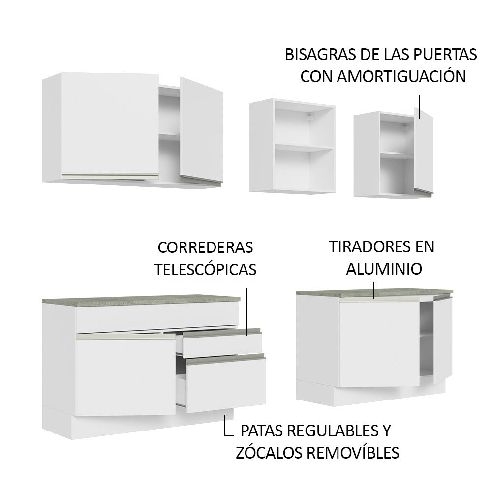 Cocina Integral Glamy 2.40 m con Encimeras Blanco 06