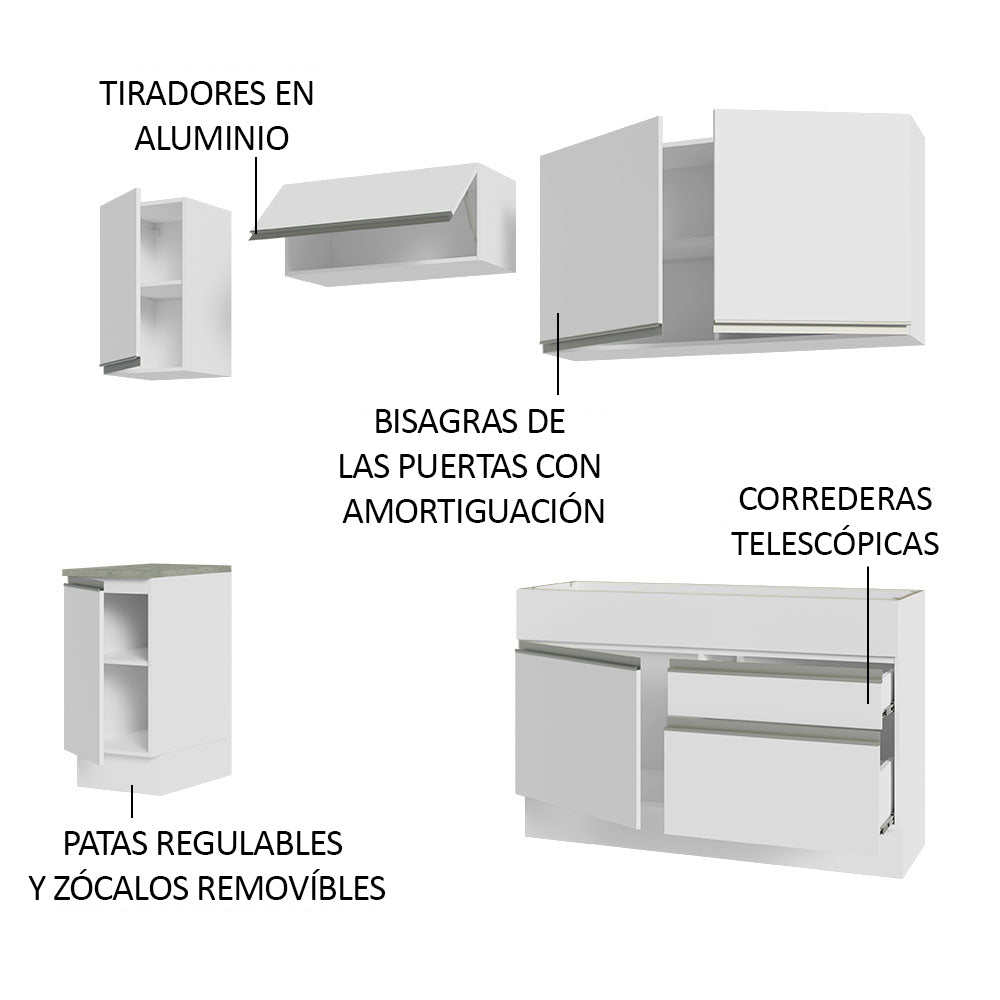 Cocina Integral Glamy 2.40 Metros Blanco 07