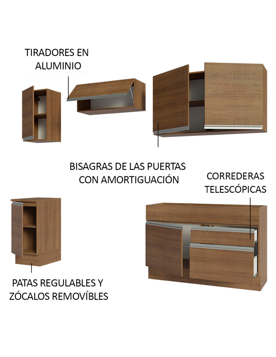 Cocina Integral Glamy 2.40 Metros Marrón 07