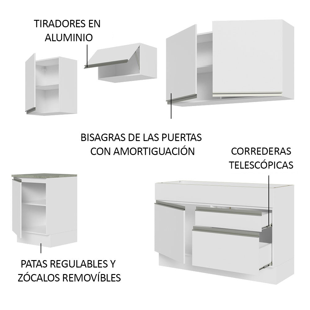 Cocina Integral Glamy 2.40 Metros Blanco 08