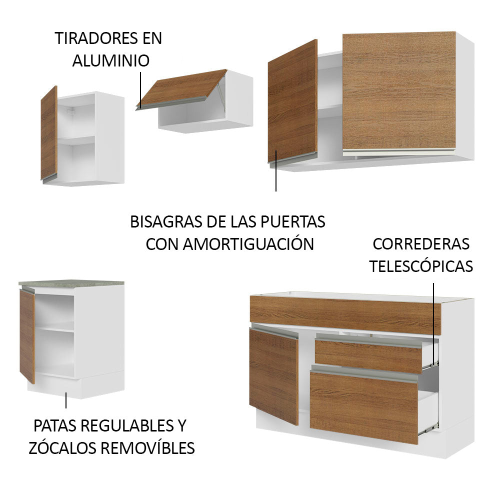 Cocina Integral Glamy 2.40 Metros Blanco/Marrón 08