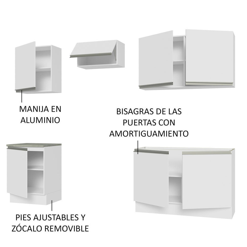 Cocina Integral Glamy 2.40 Metros Blanco 09