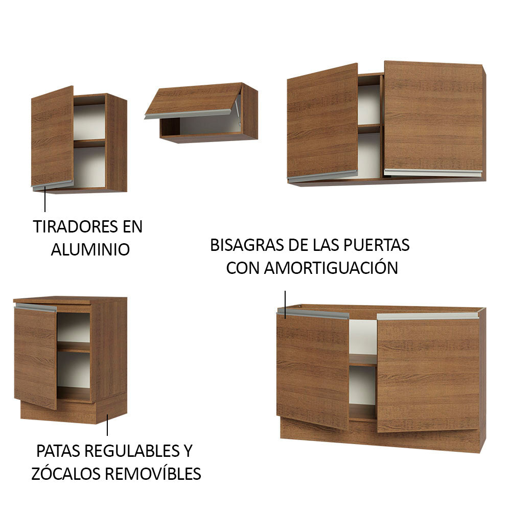 Cocina Integral Glamy 2.40 Metros Marrón 09