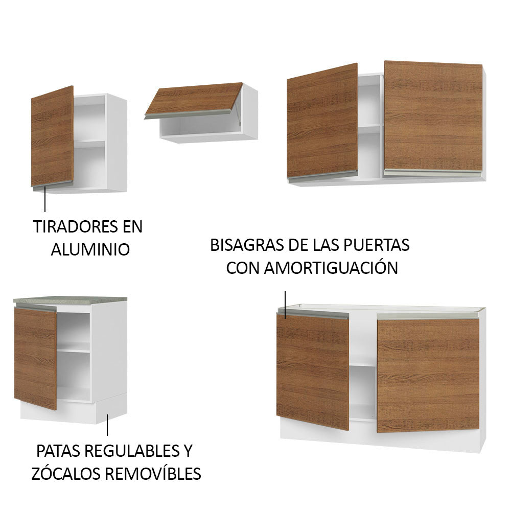 Cocina Integral Glamy 2.40 Metros Blanco/Marrón 09