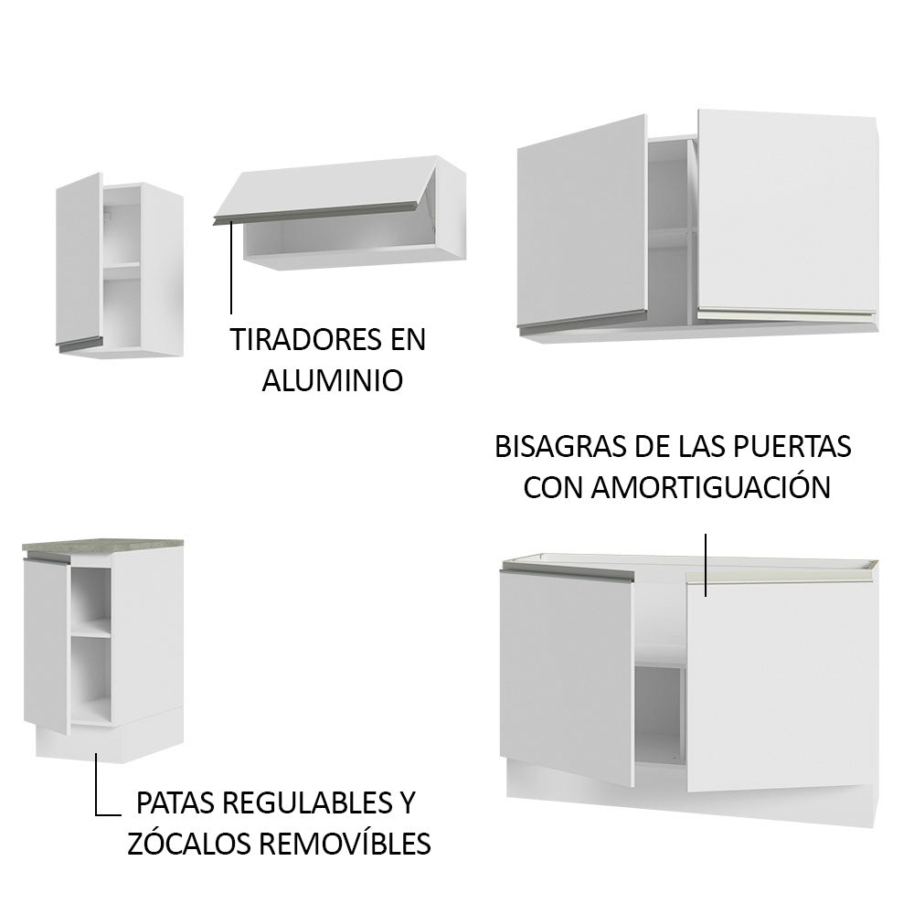 Cocina Integral Glamy 2.40 Metros Blanco 10