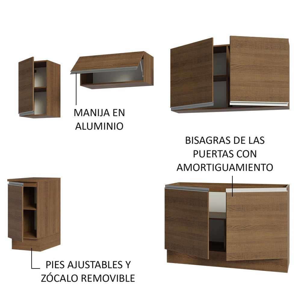 Cocina Integral Glamy 2.40 Metros Marrón 10