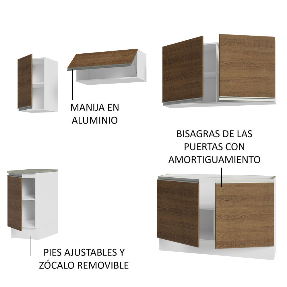 Cocina Integral Glamy 2.40 Metros Blanco/Marrón 10