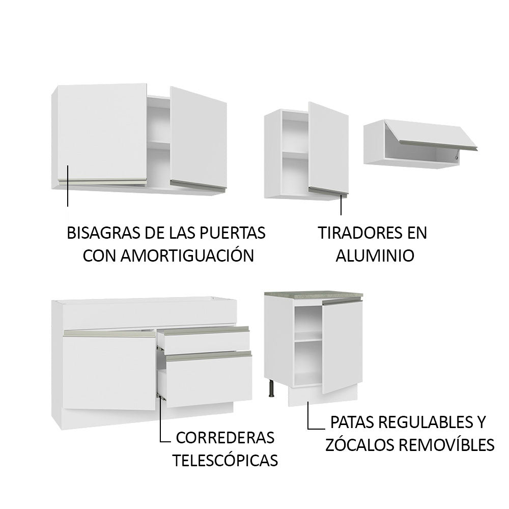 Cocina Integral Glamy 2.60 Metros Blanco 03