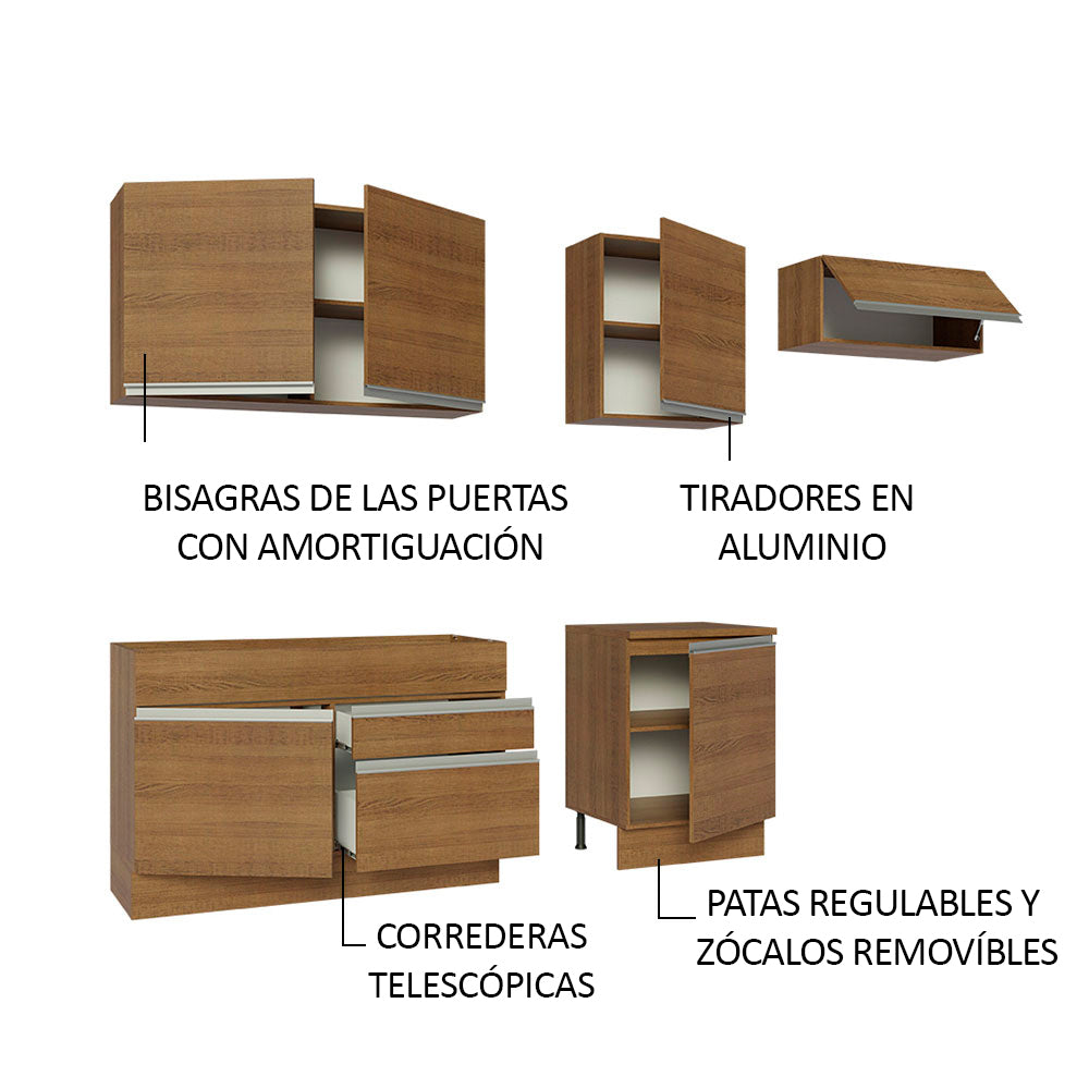 Cocina Integral Glamy 2.60 Metros Marrón 03