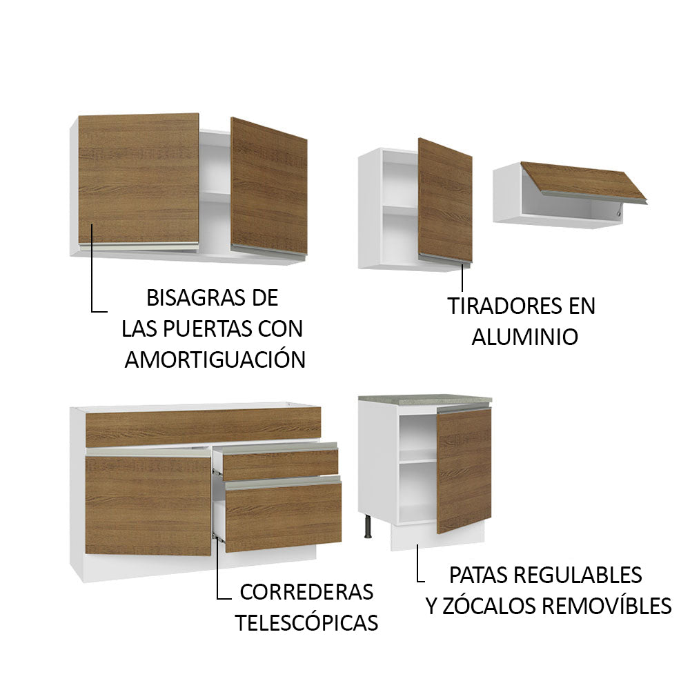 Cocina Integral Glamy 2.60 Metros Blanco/Marrón 03
