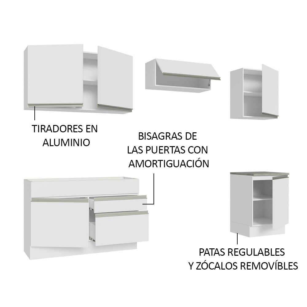 Cocina Integral Glamy 2.60 Metros Blanco 04