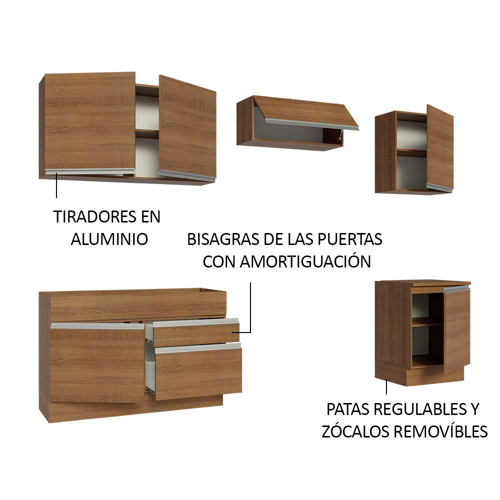 Cocina Integral Glamy 2.60 Metros Marrón 04