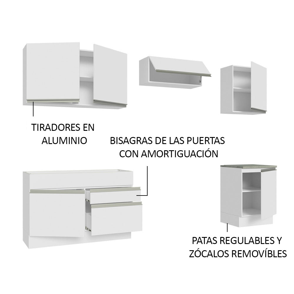 Cocina Integral Glamy 2.60 Metros Blanco 05