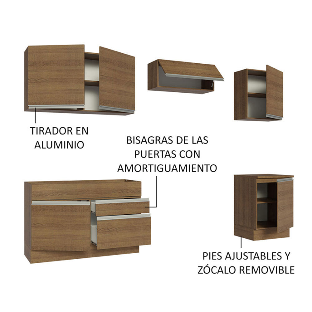 Cocina Integral Glamy 2.60 Metros Marrón 05