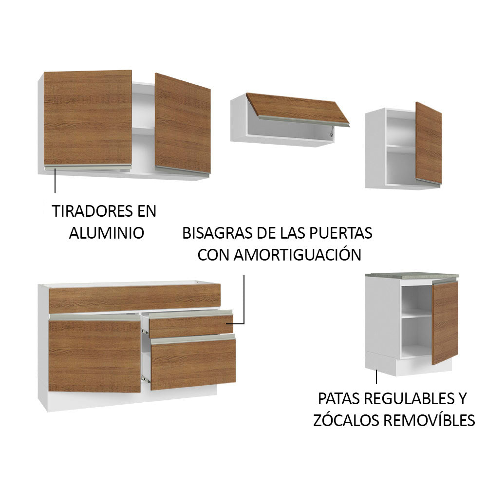 Cocina Integral Glamy 2.60 Metros Blanco/Marrón 05