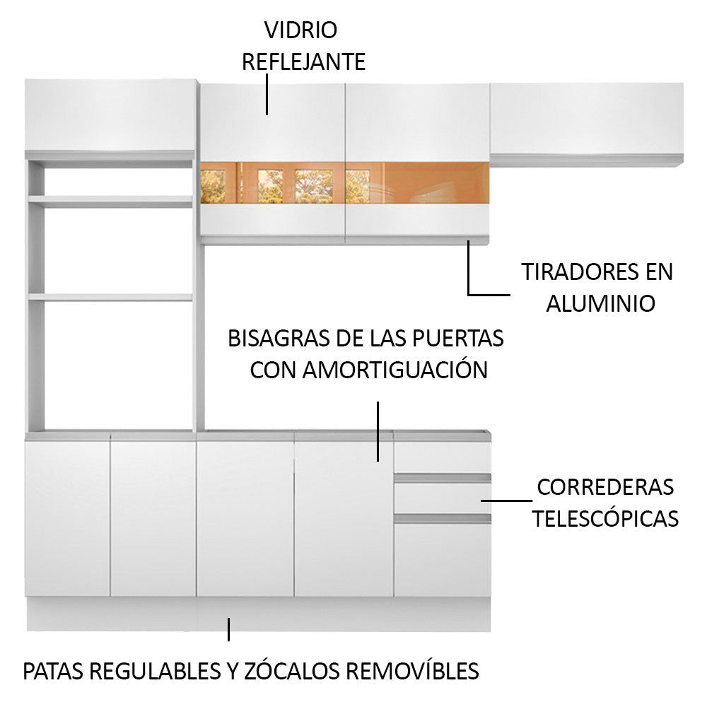 Cocina Integral Marselha 2.70 Metros Blanco