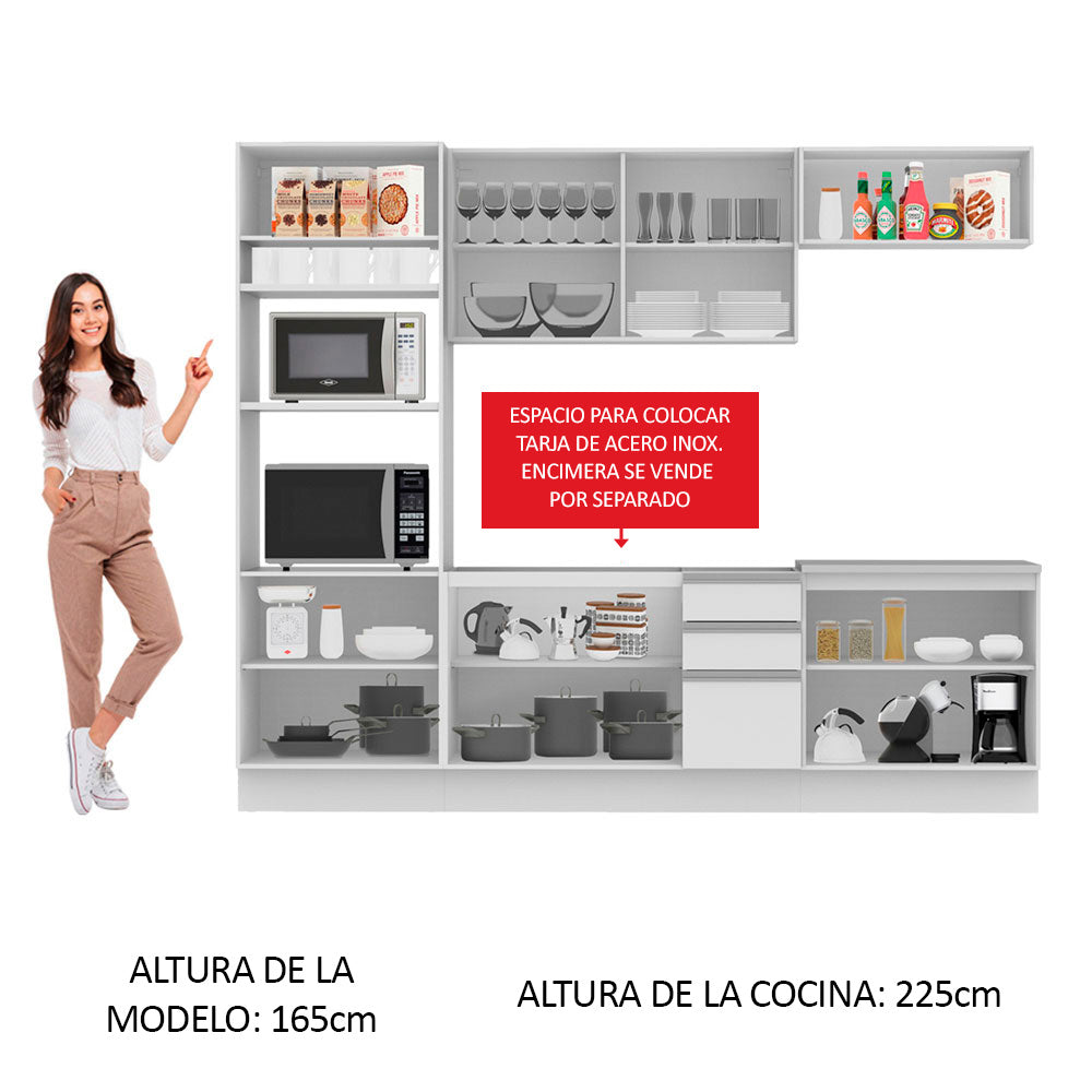 Cocina Integral Atenas 2.70 Metros Blanco