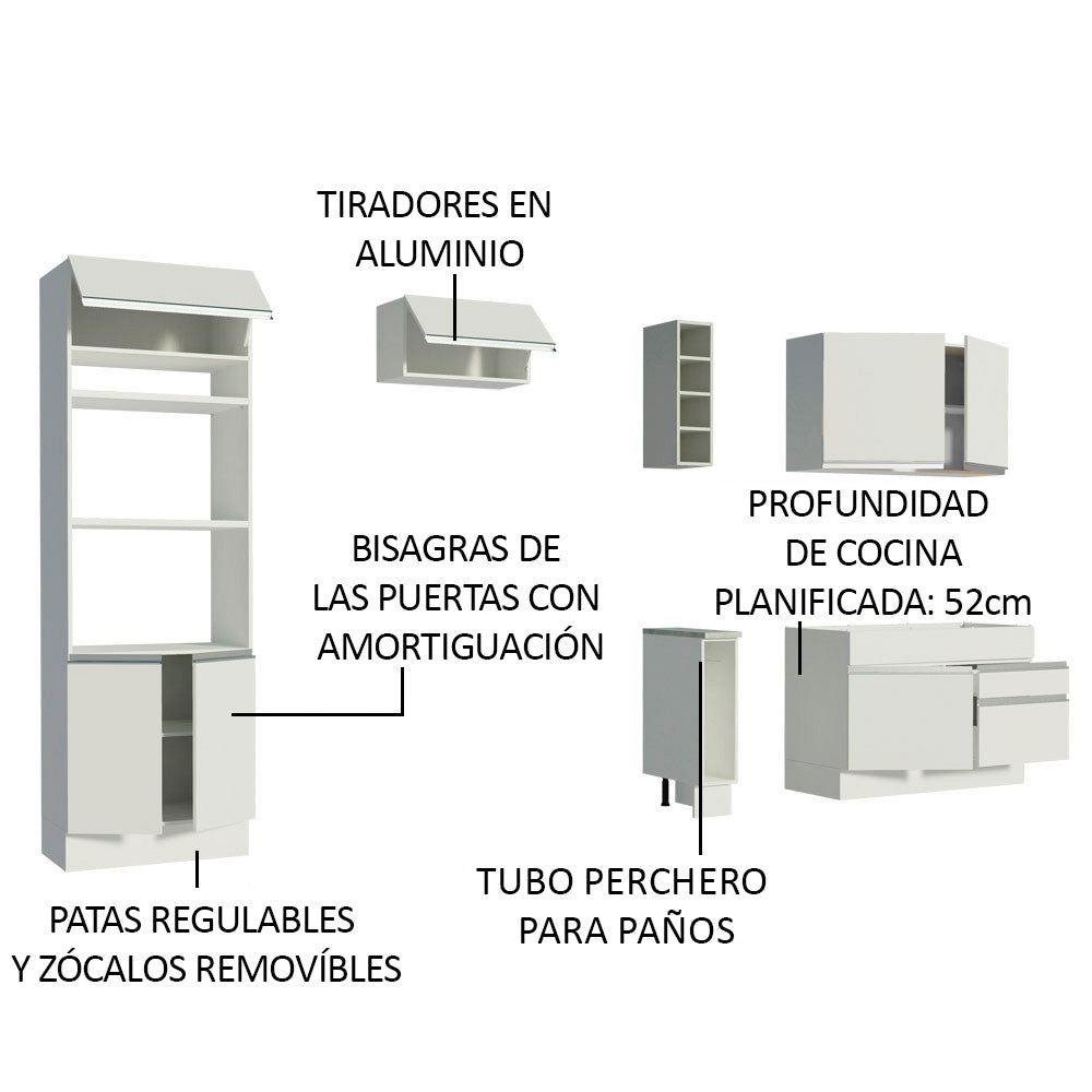 Cocina Integral Jade 2.70 Metros 09 Blanco