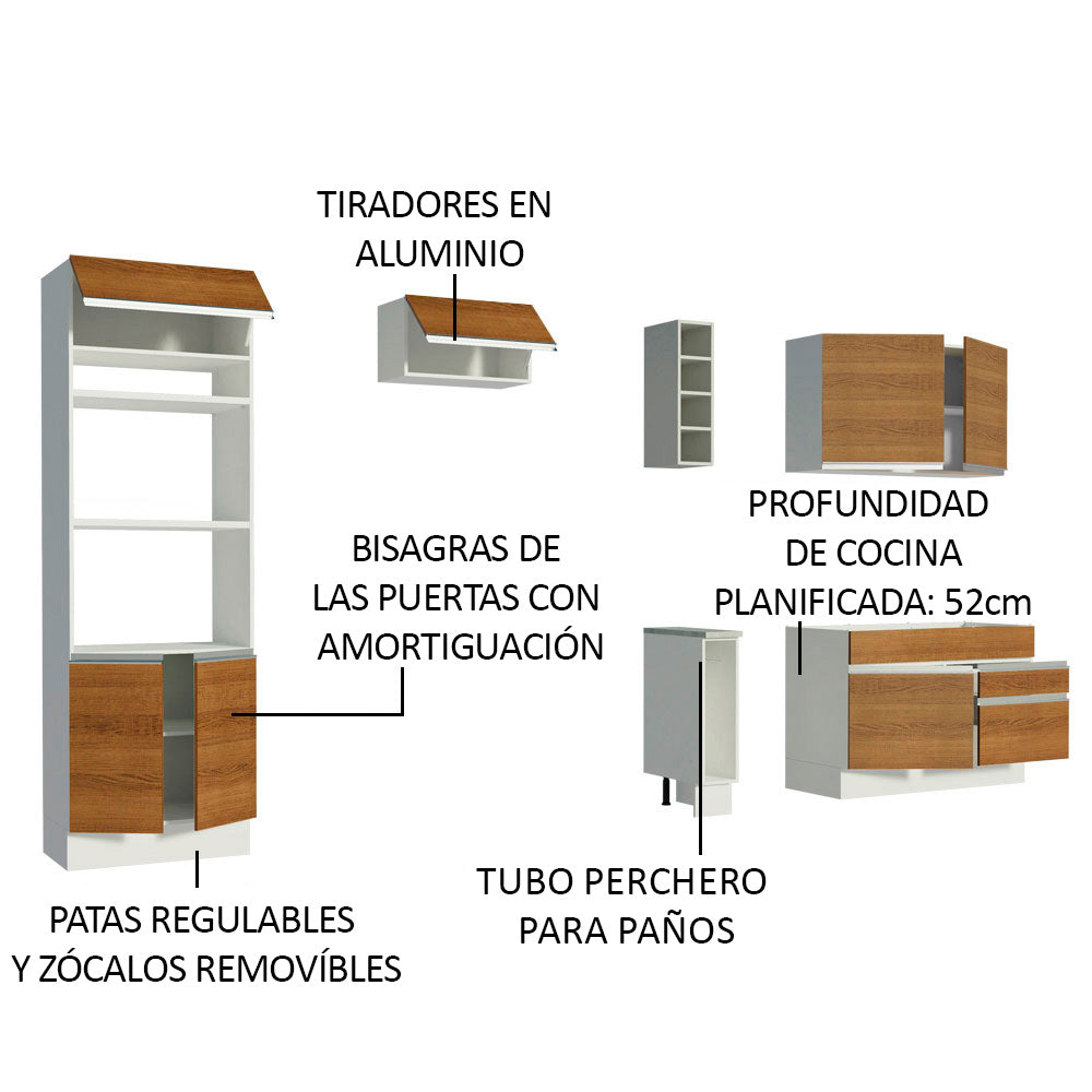 Cocina Integral Jade 2.70 Metros Blanco/Marrón 09