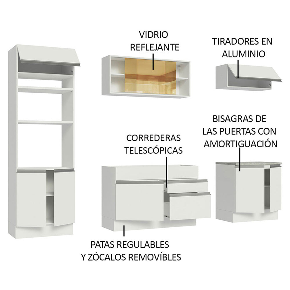 Cocina Integral Glamy 2.70 Metros Blanco 10