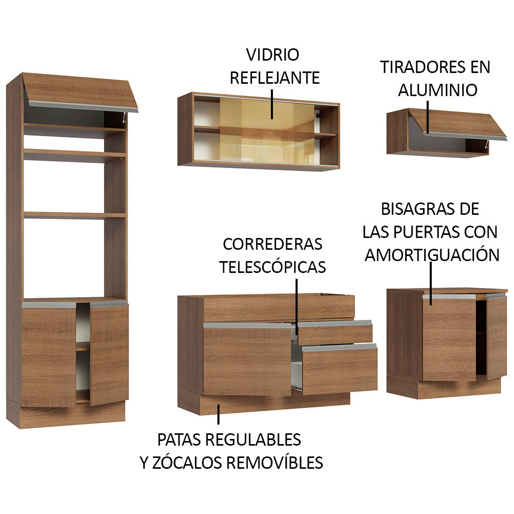 Cocina Integral Glamy 2.70 Metros Marrón 10