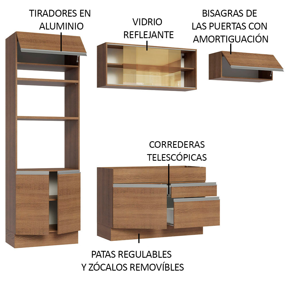 Cocina Integral Glamy 2.70 Metros Marrón 11