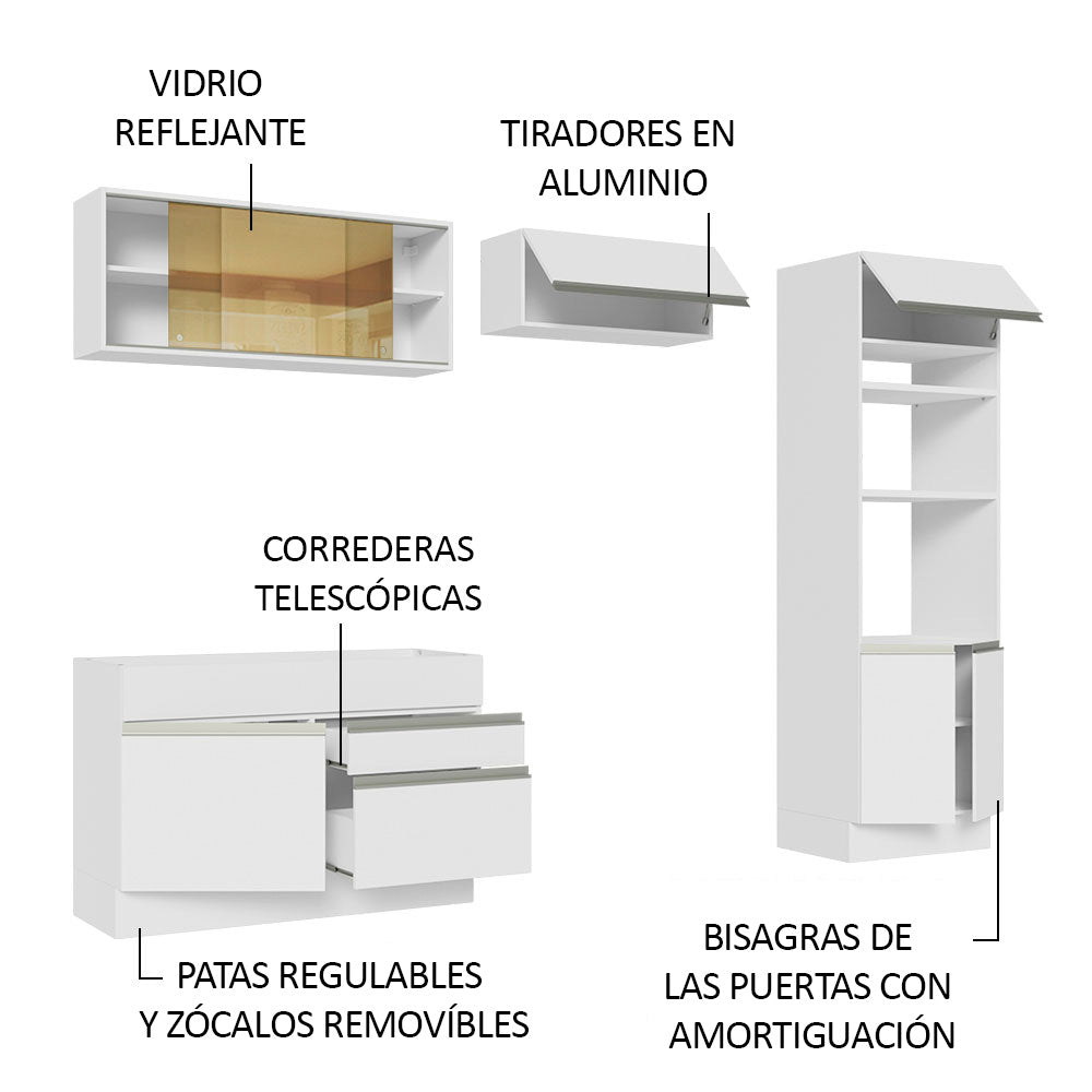 Cocina Integral Glamy 2.70 Metros Blanco 12