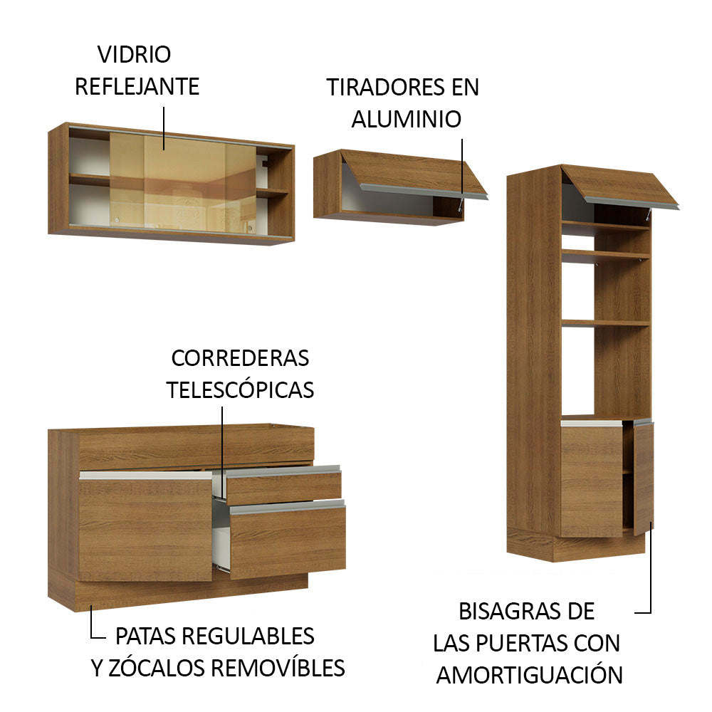 Cocina Integral Glamy 2.70 Metros Marrón 12