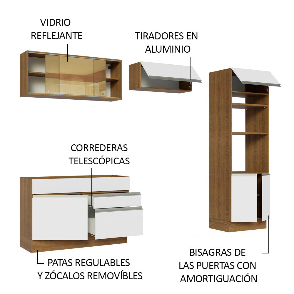 Cocina Integral Madesa Glamy 270 cm Marrón/Blanco 12