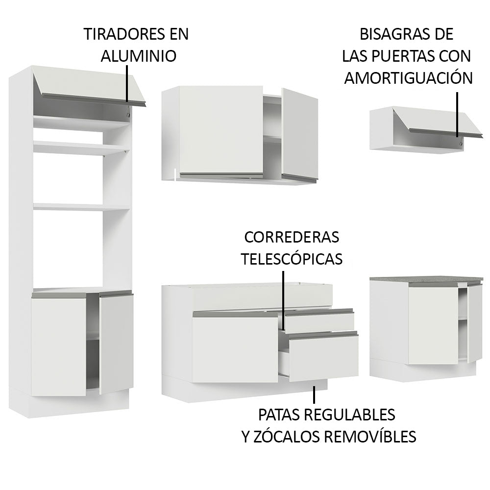 Cocina Integral Glamy 2.70 Metros Blanco 13