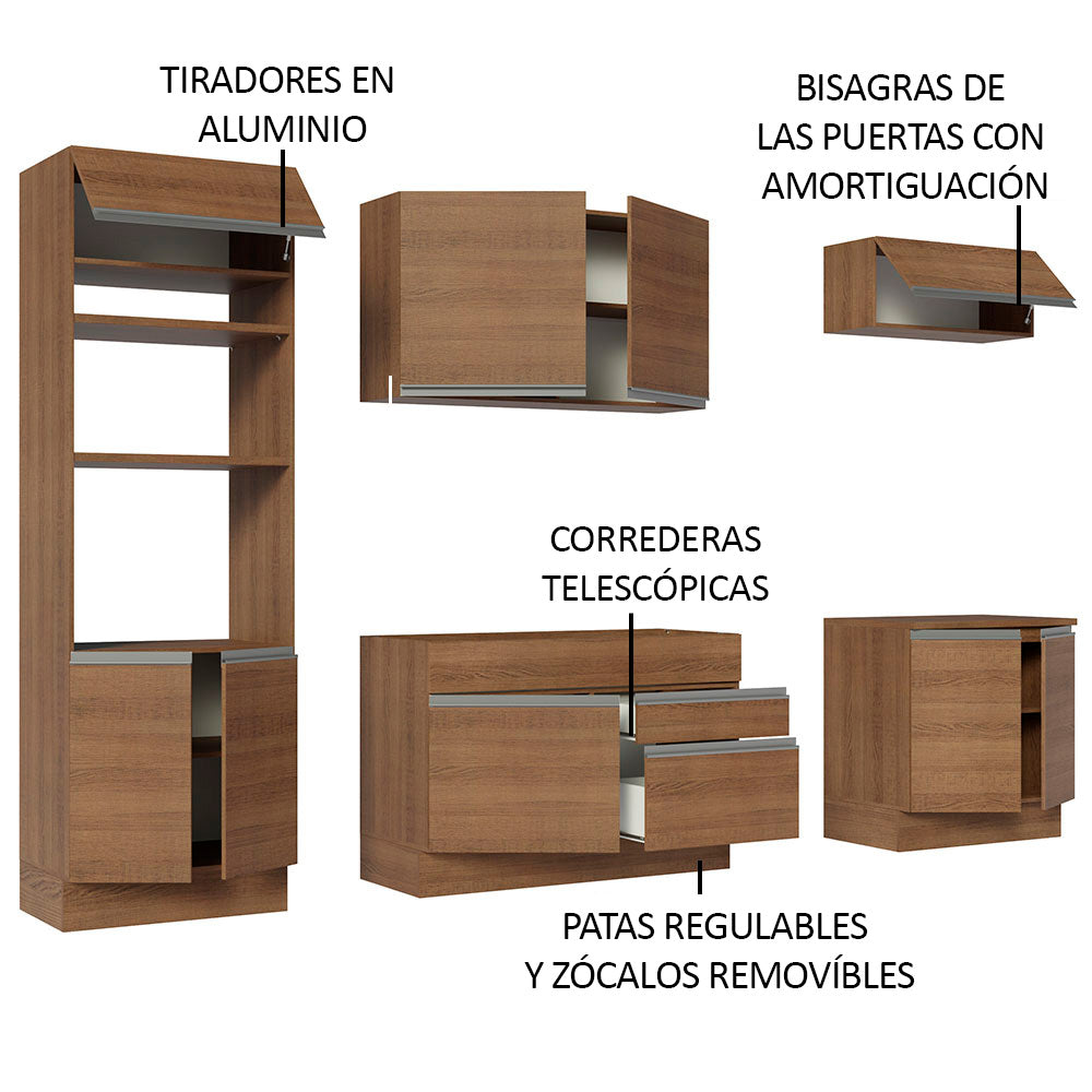 Cocina Integral Glamy 2.70 Metros Marrón 13