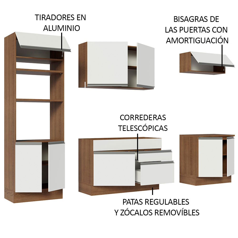 Cocina Integral Glamy 2.70 Metros Marrón/Blanco 13