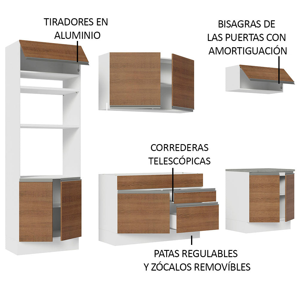 Cocina Integral Glamy 2.70 Metros Blanco/Marrón 13