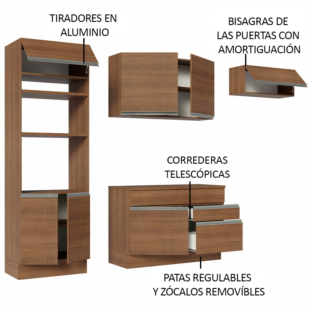 Cocina Integral Glamy 2.70 m con Encimera Marrón 14
