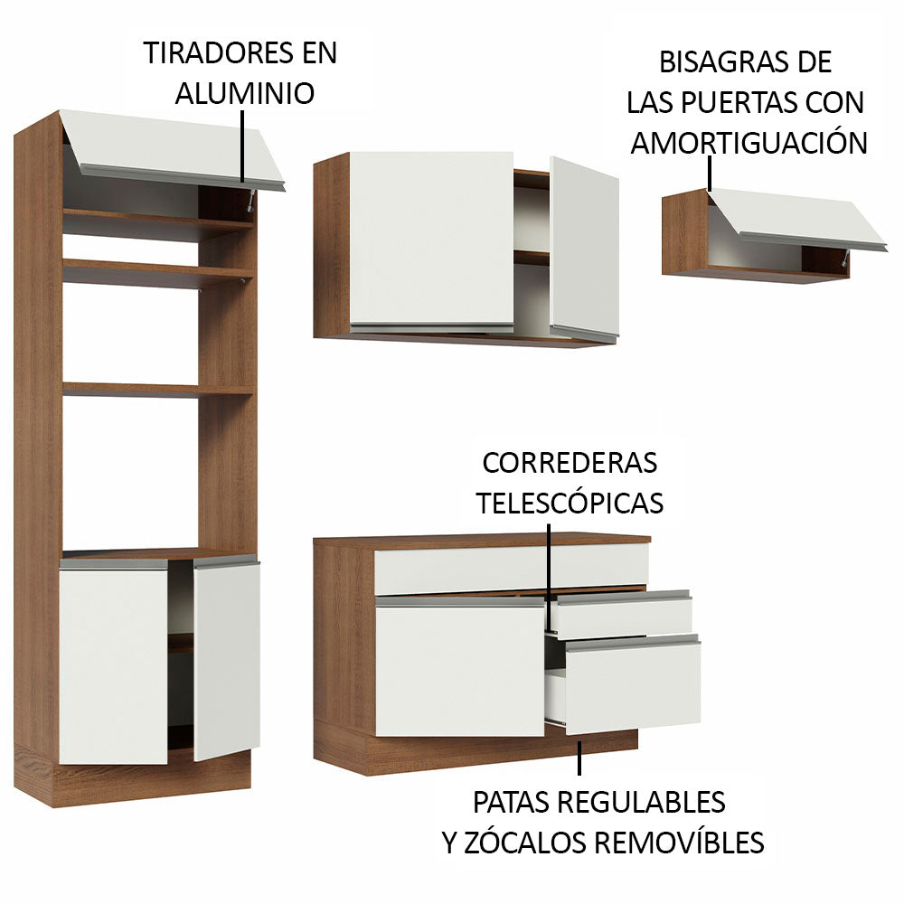 Cocina Integral Glamy 2.70 m con Encimera Marrón/Blanco 14