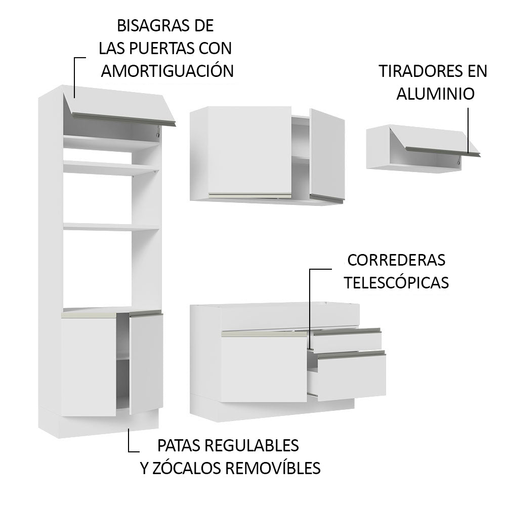 Cocina Integral Glamy 2.70 Metros Blanco 15