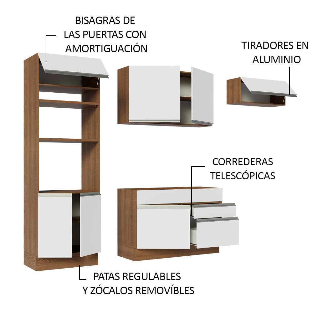 Cocina Integral Glamy 2.70 Metros Marrón/Blanco 15