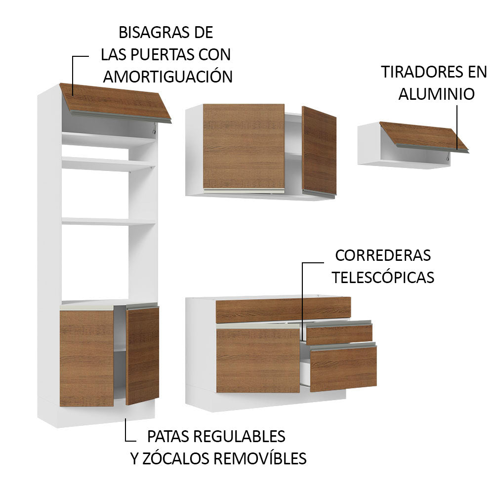 Cocina Integral Glamy 2.70 Metros Blanco/Marrón 15