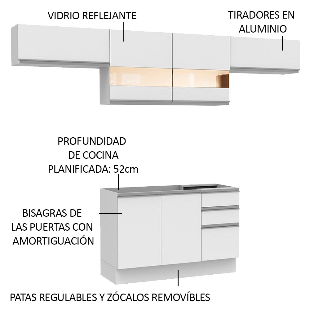 Cocina Integral Marina 2.80 Metros Blanco