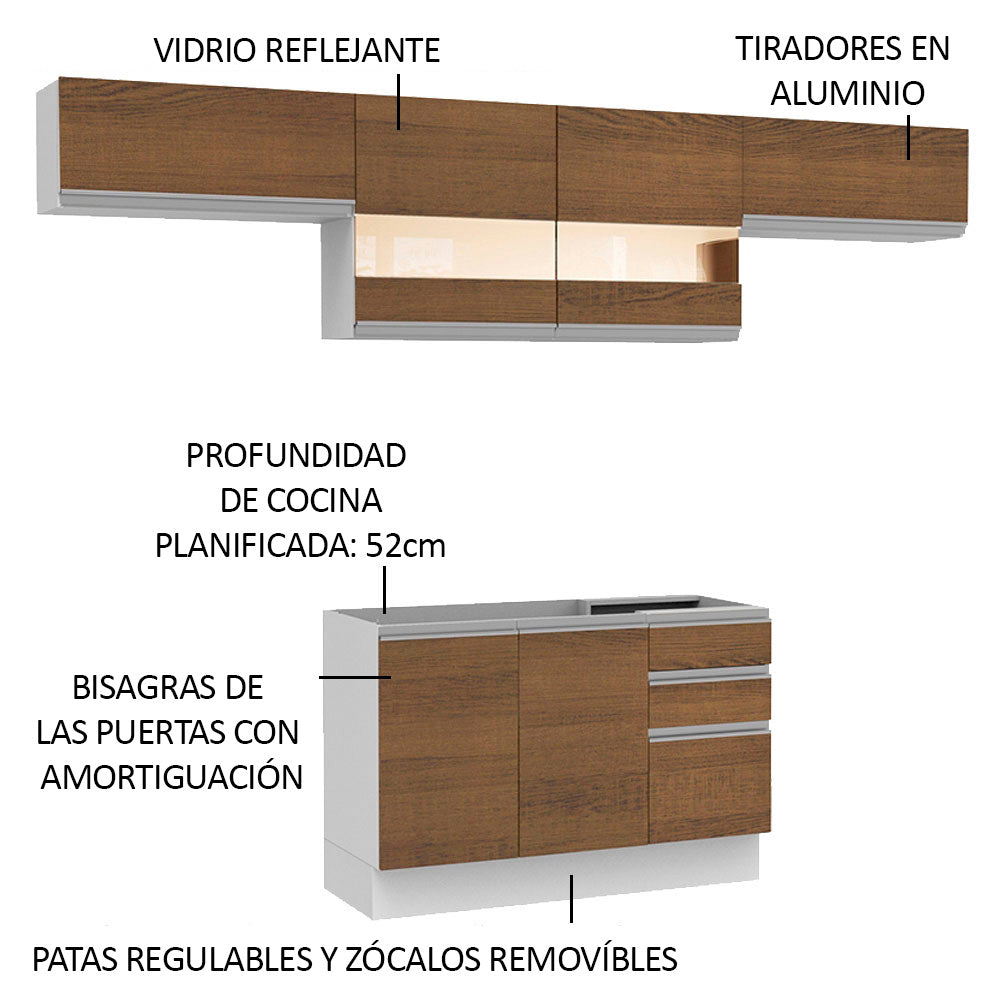 Cocina Integral Marina 2.80 Metros Blanco/Marrón